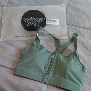 Running Girl Green Sports Bra